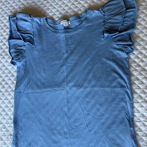 Crewcuts Blue Ruffle Sleeve Short Sleeve Tee